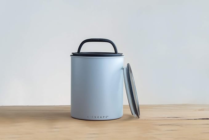 AirScape Planetary Design Kilo Coffee Storage Canister - US Patented Inner Plunger Lid Removes Excess Oxygen - Don't Buy airtight, Buy AIR-Less - Holds 2.2 lbs Coffee Beans - (Matte Gray)