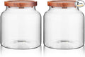 Labina Glass Storage Container Airtight Food Jars Kitchen Canister with Wood Lids, 54 Oz (1600ml) Wide Mouth Pantry Organization Glass Jar for Flour, Sugar, Cookie, Spagetti, Nuts and Candy (2 Pack)
