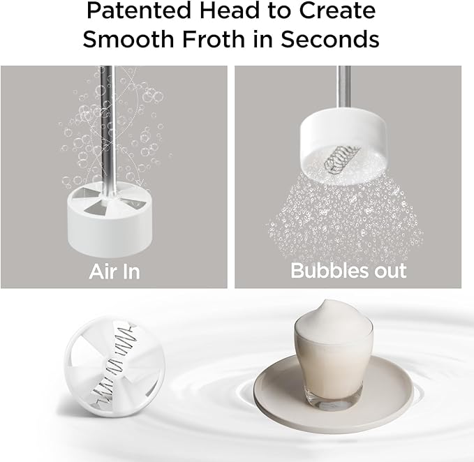 Kitchen Mama Silkwhisk Electric Milk Frother Handheld: Mini Drink Mixer, Stainless Steel, Cold Foam Maker, Frother Wand for Coffee, Cappuccino, Lattes, Protein Drinks, Battery Operated (Metal Gray)
