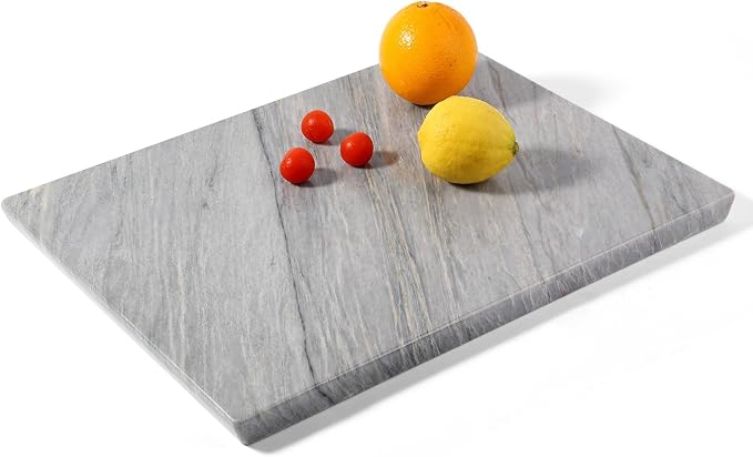 Koville Stone Cutting Board for Kitchen, 20x16 Inches Large Marble Slab Cheese Board, Rectangular Serving Board for Baking Charcuterie Pastry, Natural Stone Board for Countertop (Paradiso)