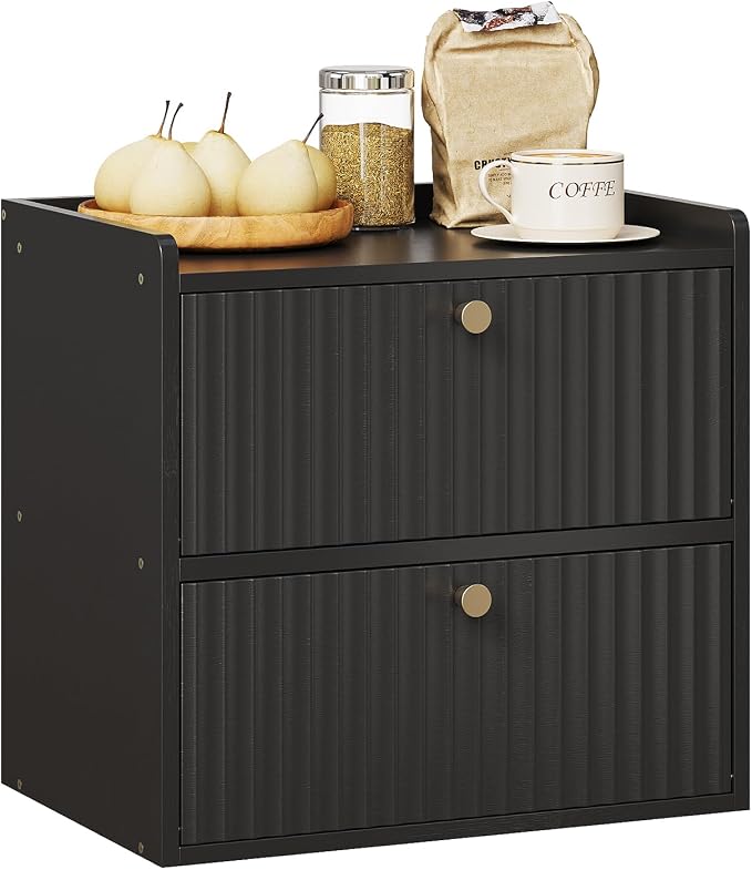 Trironsun Rustic Bread Box for Kitchen Countertop Bamboo Bread Storage Container Bin Double Layer BreadBox Farmhouse Large Capacity Food Organizer Black