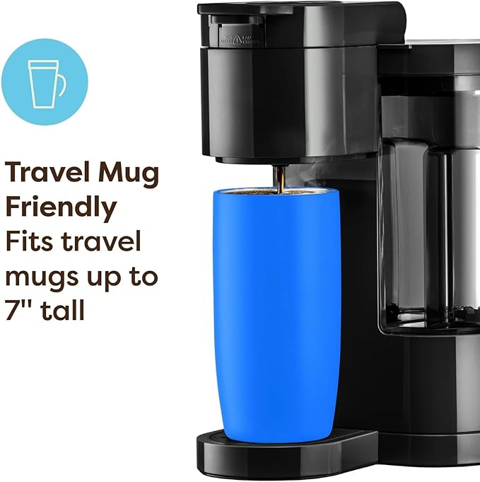 K-Express Essentials Single-Serve KCup Pod Coffee Maker 3 Cup Sizes Fast Fresh Brew 30oz Removable Water Reservoir Travel Mug Friendly Maintenance Alert Space-Saving (Black)