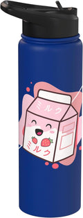 Kawaii Milk Cow Retro Japanese Strawberry Strawberry Milk Stainless Steel Insulated Water Bottle
