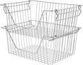 Stackable Wire Metal Baskets Fruit Vegetable Organization Pantry Cabinet Metal Bin Large Basket Shelves Storage for Kitchen Freezer, Set of 2
