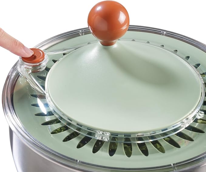 Stainless Steel Salad Spinner with Blades Slicer, Medium-sized Lettuce Veggie Fruit Spinner and Strainer, Multipurpose Vegetable Washer Dryer with Lid, Dishwasher Safe,slicing tools and shreds tools
