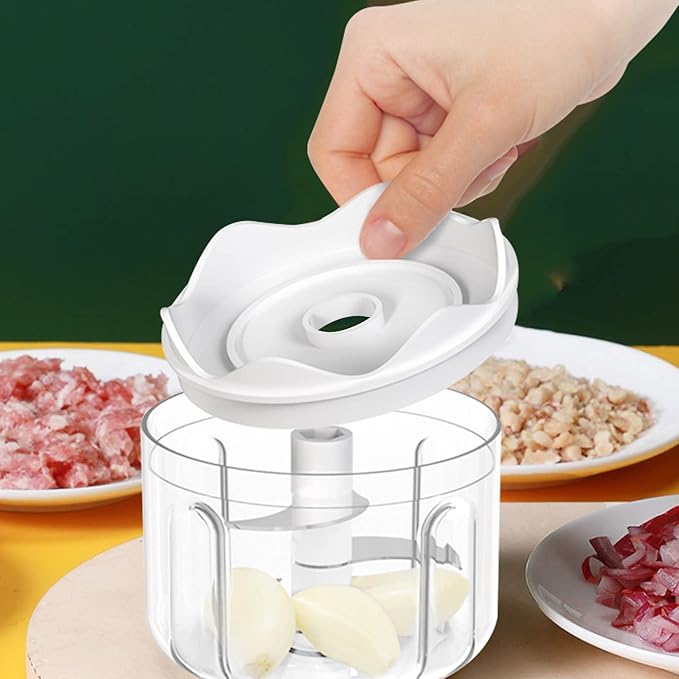 White 3 CUP Cordless Mini Food Chopper,Small Food Processor Mini for Garlic,Nut,Meat(100+250+350ML), CQ3654
