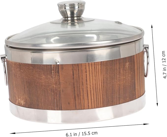 Wooden Rice Bucket with Lid Steamed Rice Holder Food Storage Container for Sushi Tofu More for Home Dining and Meal Prep