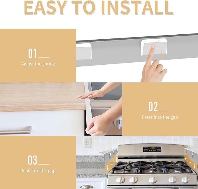 Stove Gap Covers 316 Stainless Steel,Stove Gap Filler,Heat-Resistant Oven Side Gap Filler,Between Stove and Counter Slide In Range Trim Kit for Kitchen,2 Pack (23.2” Silver)