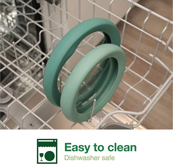 Food Huggers Replacement Lids for Glass Storage Containers | Silicone & Glass Lids that Don’t Crack | Fits Most Round Container Brands & Bowls | 100% Plastic Free | 1 Lid (X-Large), Gradual Green