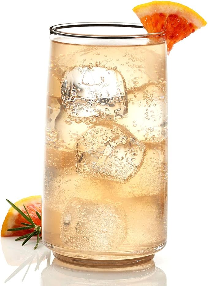 Anchor Hocking Finlandia Drinking Glasses, 16 Piece Set, (8) 12 Ounce, (8) 16 Ounce, Clear Glass