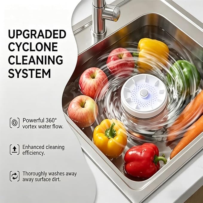 Electrolytic Fruit and Vegetable Purifier - 2026 Upgraded Hydroxyl Ion Food Cleaning Device - Portable Water Purifier for Produce, Grains, Utensils - IPX7 Waterproof Kitchen Gadget (A)