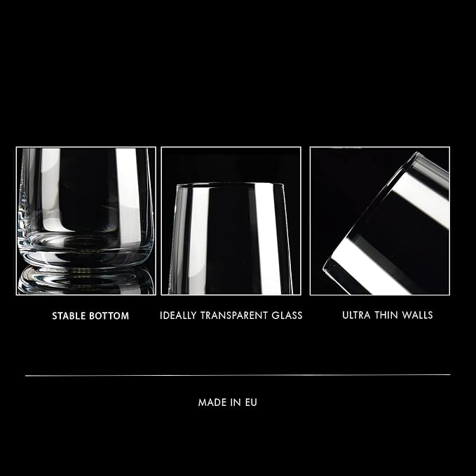 Krosno Infinity Drinking Glasses Set of 6 – 16.6 oz Water Juice Glasses, Modern Tapered Tumblers, Lead-Free Glassware, Clear Everyday Drinkware, Dishwasher Safe, Made in Europe