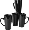 BYCNZB 16oz black Funnel Ceramic Tall Coffee Mugs for Coffee, Tea, Cocoa, Latte, Milk set of 4(Black)