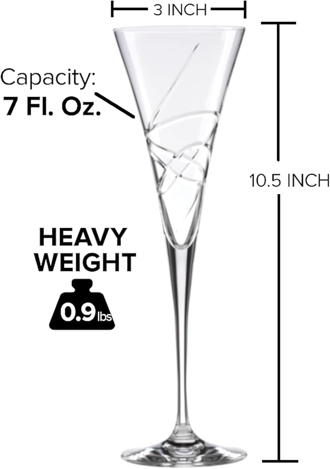 Lenox Champagne Flutes, Adorn Crystal 2-Piece Toasting Flute Set, Set Of 2, Heavy 3 x 10.5-inch, 7-Fl Oz Clear Crystal Glass, Stemware, Hand Wash Only, Wedding Decor, New Years Flute Glasses (2-Piece)