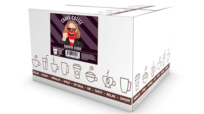 Crave Beverages Smooth Blend - Colombian, Medium Roast Coffee Pods for Keurig K Cup Brewers, 100 Count