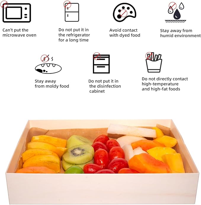 Disposable Bento Boxes with Lids, Wooden Bowls for Lunch/Snack Box, Oil/Seepage-proof Poplar Catering Tray w/Wax Paper & Gloves, 25 PCS Microwave/Freezer Safe Take-out Bento Box for Hot/Cold