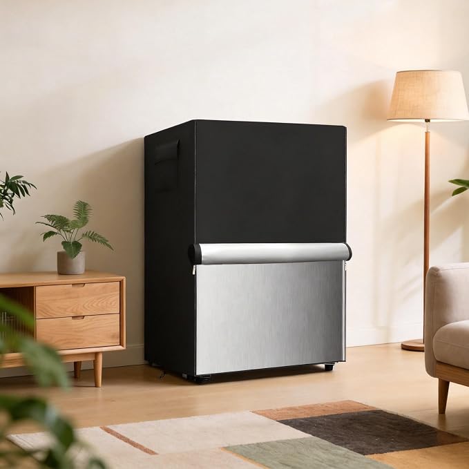 Outdoor Refrigerator Cover,600D Heavy Duty 100% Waterproof Upright Freezer Cover,Outside Stand Up Fridge Covers.Front Can Be Rolled-Up by Zippers.(Black,20" W x 20" D x 21" H)