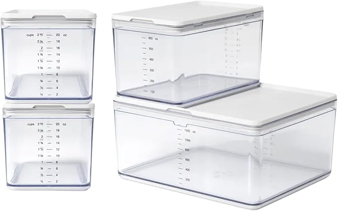 Prepdeck Food Storage Containers from 20% More Capacity - Streamlined & Stackable - Super Seal Lids - Measure in ml, oz & Cups - Color-Matched Grippy Silicone Foot Trim - 3 Size Options, 5 Colors