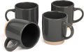 OTAGO Coffee Mugs for 4, 12 oz Mug Set, Partially Unglazed Base,Dringking Cup with Handle for Coffee, Tea, Cocoa, Milk, Gray