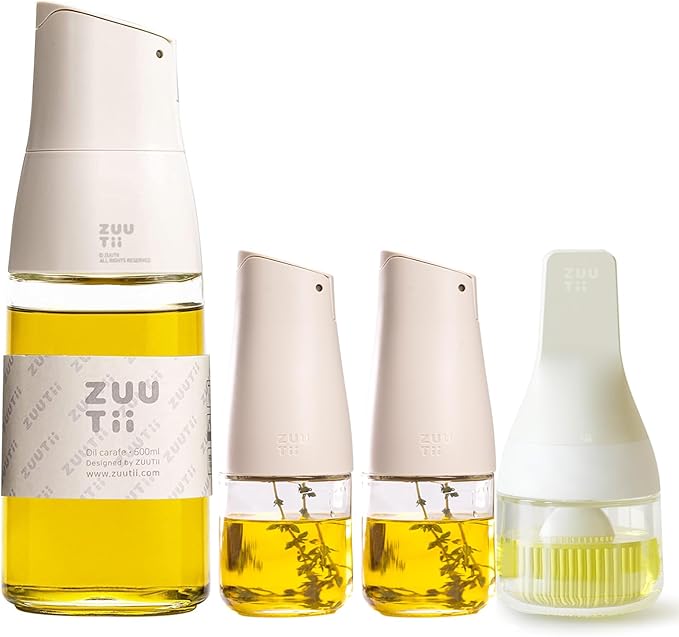 Zuutii Large Olive Oil Dispenser,Mini Oil Bottle Set,Oil Dispenser with Brush
