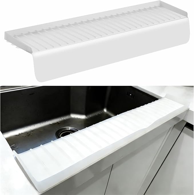 Sink Edge Protector with Suction Cup, 30" x 4", Silicone Sink Splash Guard for Kitchen & Bathroom, Protect Countertop from Scratches, Stains, for Stainless Steel Granite Quartz