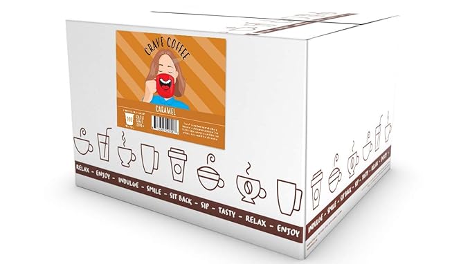 Crave Beverages Flavored Coffee Pods, Compatible with Keurig K-Cup Brewers, Single Serve Caramel, 100 Count