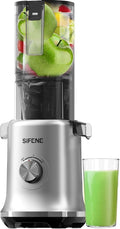 Masticating Juicer Machines, 4.3-Inch Large Feed Chute, High Juice Yield Cold Press Juicer for Whole Fruits and Vegetables, Easy to Clean, Gray