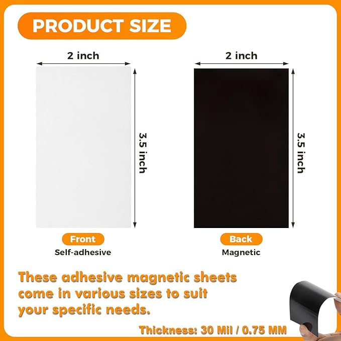 Magnetic Sheets with Adhesive Backing 2 x 3.5 Inch, 200 Packs Business Card Magnets Peel and Stick, Business Cards Customizable, Adhesive Magnetic Sheets, Custom Business Cards Personalized