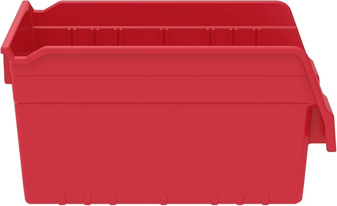 Akro-Mils 30080 Plastic Nesting ShelfMax Storage Bin Box, 12x8x6-Inch, Red (8-Pack)