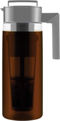 Takeya Deluxe Cold Brew Coffee Maker - BPA-Free Tritan Pitcher with Airtight Leakproof Lid, Silicone Grip Handle, Fine-Mesh Filter - Shatter-Proof, Dishwasher Safe, Made in USA - 2 Quart/Stone