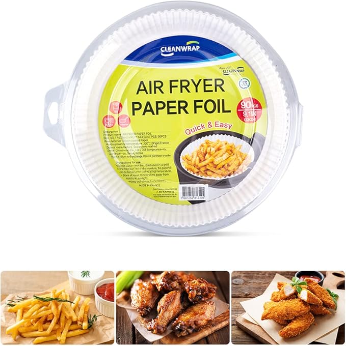 CLEANWRAP Air Fryer Disposable Paper Liners (9.1 * 1.77-90 PCS) - Mothers Day Gifts for Mom I Air Fryer Paper Liners Disposable