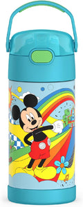 THERMOS FUNTAINER Water Bottle with Straw - 12 Ounce - Kids Stainless Steel Vacuum Insulated Water Bottle with Lid, Mickey Mouse