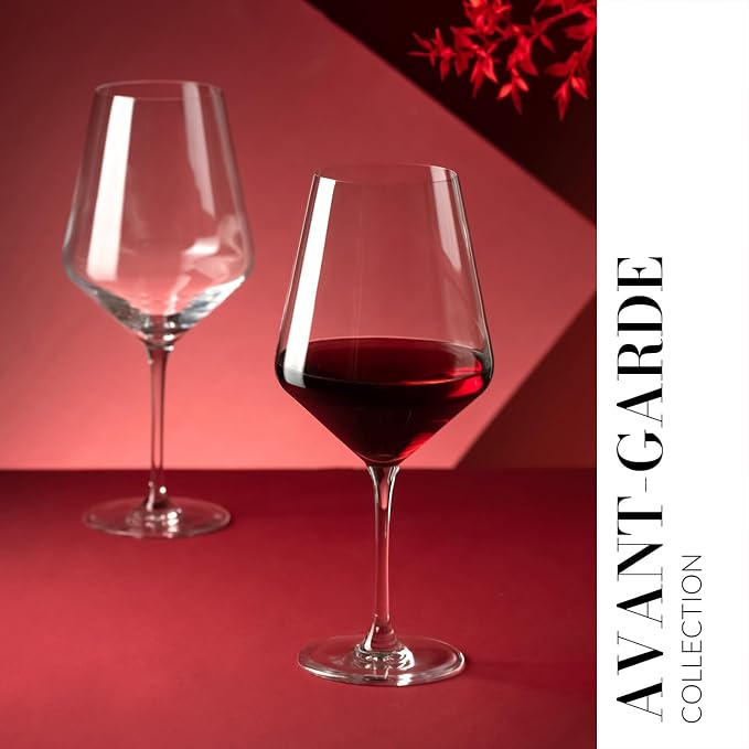 Krosno Crystal Red Wine Glasses | Set of 4 | 24.7 oz | Avant-garde Collection | Ideal for Home, Restaurant and Party | Dishwasher Safe | Lead-Free Crystal Glass