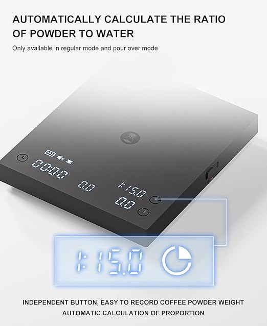 TIMEMORE Black Mirror Basic 3 Coffee Scale with Timer - Ultra Thin Digital Kitchen Scale, 0.1g Precision for Espresso, Pour Over, Baking & Cooking (Basic 3)