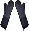 DoMii Professional Silicone Oven Mitts Baking Gloves Elbow Length Heat Resistant Quilted Gloves 2-Pack 19.5" Y