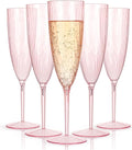 WDF 36PCS Pink Champagne Flutes Plastic - 6OZ Pink Disposable Champagne Flutes Party Supplies for Birthday Parties Baby Shower Wedding Spring