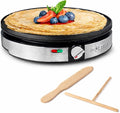 Gourmia 12” Crepe Maker – Nonstick Electric Griddle for Pancakes, Omelets & More, Precise Temp Control with Indicator Lights, Includes Spatula & Batter Spreader, Quick Cleanup, Stainless Steel Trim