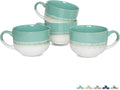 Bosmarlin Ceramic Coffee Mug Set of 4, 16 Oz, Jumbo Latte Mugs, Dishwasher and Microwave, Unique Reactive Glaze (Mint Green, 16 Oz)