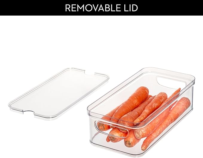iDesign Stackable Fridge Organizer Bins with Lids for Fresh Produce - Set of 3 - Clear