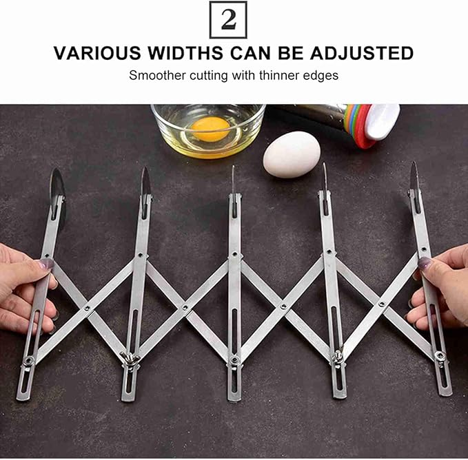 7 Wheel Stainless Steel Pizza Knife Wheel Cutter Adjustable Dough Divider, Silver - Durable Food Grade Material, Even Cutting, Ideal for Baking Pizza and Pastry (5 wheel)