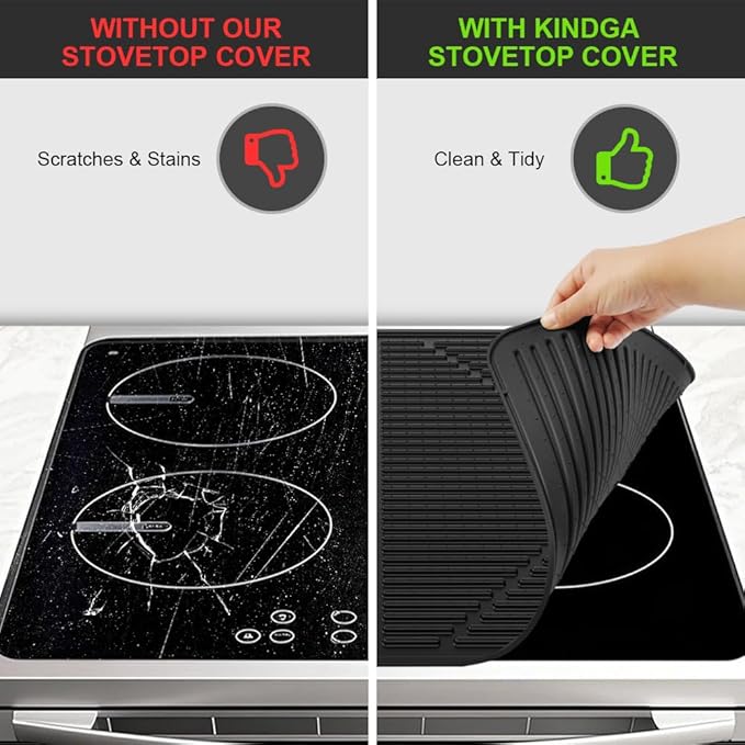 KindGa Stove Cover - Stove Top Covers for Electric Stove - More Thick - 28 x 20 Inch Stove Guard Stove Top Protector, Silicone Stovetop Cover Cooktop Mat for Kitchen Glass Stove Top, Counter rv Stove