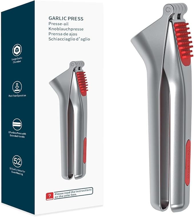 KITCHENDAO Heavy-Duty Garlic Press and Precision Pour Glass Oil Dispenser