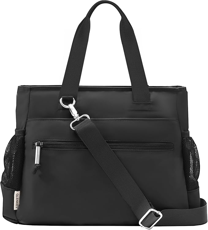 GLENKEY Insulated Lunch Box Lunch Bag Tote - Large Leakproof Cooler Bags for Women - Soft Lunchbox for Adults Work Shift Picnic Travel Black 10L