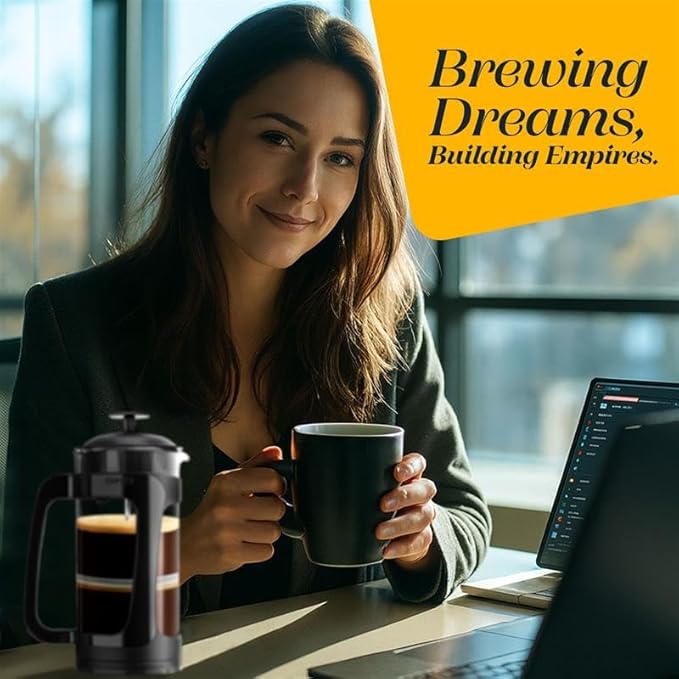 ESPRO Light P3 French Press Coffee Maker – Patented Double Micro-Filter for Grit-Free Brew, Heat Resistant thicker Borosilicate Glass Coffee press – (Black, 32 oz)