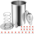 Stainless Steel Meat Press with Thermometer, Ham Maker Cooker for Cold Cut, Spring Mechanism Meat Press Mold for Homemade Ham, Healthy Home Cooking Tool (Silver 2)