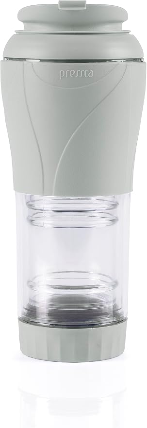 Pressca - Portable Coffee & Tea Maker - Thermal Coffee & Tea Infuser, French Press, Single Serve Coffee Maker, BPA Free - Home & Kitchen Accessories & Utensils - 12 fl oz, Gray