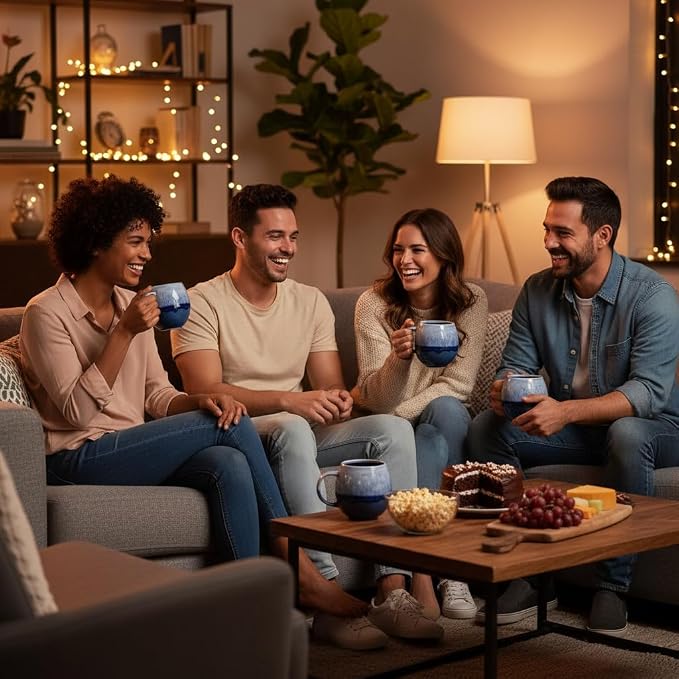 Ceramic Coffee Mugs | 16 oz Large Coffee Cups | Lead-Free | Microwave and Dishwasher Safe | Comfortable Handle | Aesthetic Nordic Design for Tea and Latte | Unique Father's Day & Housewarming Gift