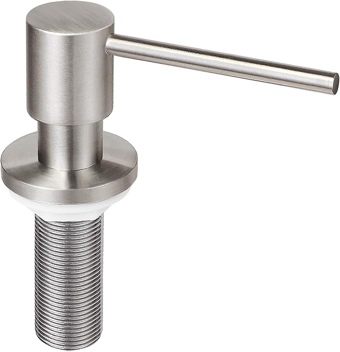 EADOT All Brass Soap Dispenser for Kitchen Sink Countertop Sink Soap Dispenser 17 OZ Bottle Built in Refill from The Top with Long Spout (Brushed Nickel)