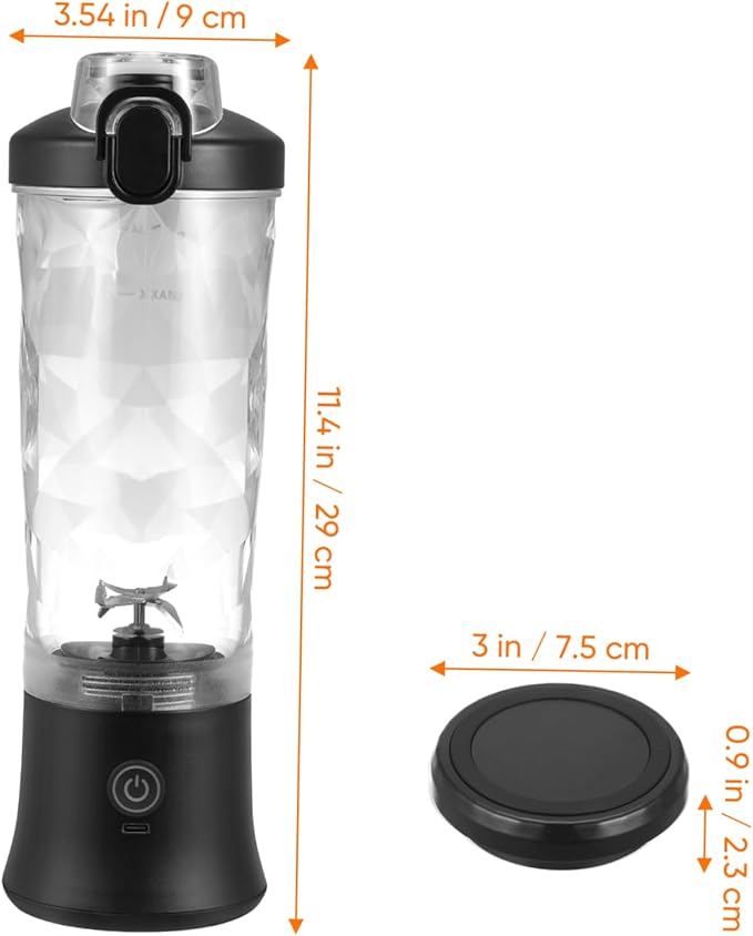 PRETYZOOM Portable 600ML Fruit Blender Juicer Cup Battery Powered Electric Blender for Smoothies and Juices USB Rechargeable Ideal for Travel and Home Use Transparent Design