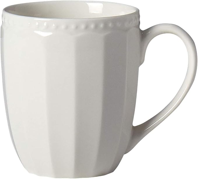 TTU Tabletops Gallery Embossed Bone White Porcelain Round Dinnerware Collection- Chip Resistant Scratch Resistant, Mosaico 16 Piece Dinnerware Set (Dinner Plate, Salad Plate, Cereal Bowl, Mug)